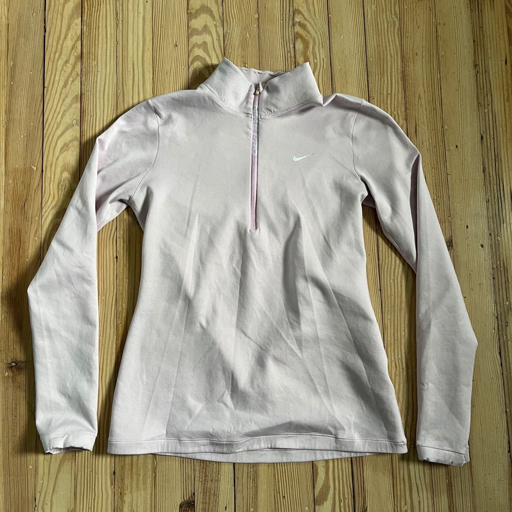 Nike Pro Dri-FIT Quarter Zip Pullover Womens Size Medium baby Pink Athletic Top